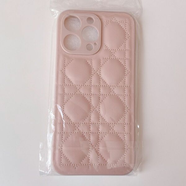 iPhone14pro MAX専用　スマホケース PUレザーキルティング　ピンク　春色