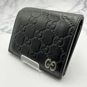 ◆【売り切り】GUCCI グッチ グッチシマ 二つ折り財布 ミニウォレット ブラック レザー 522869 1147メンズ レディース ブランド小物