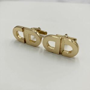 $【売り切り】Christian Diorクリスチャンディオール カフスボタン メンズ ブランドアクセサリー ゴールドカラー 箱付属 CDロゴの画像2