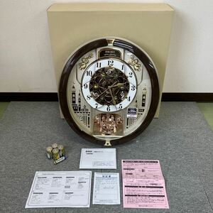 ♪【売り切り】新品！SEIKO CLOCK セイコー クロック 電波からくり時計 RE579B 取り扱い説明書付属 箱付属 ブラウンマーブル柄 生活雑貨