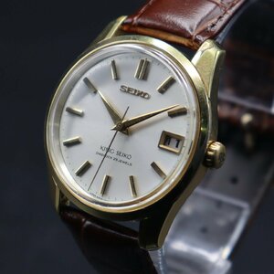 ムーブ美品 KING SEIKO キングセイコー セカンド 4402-8000 手巻き 25石 盾メダリオン 1965年製造 SGP デイト 新品革ベルト メンズ腕時計