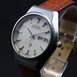 SEIKO KING QUARTZ セイコー キングクォーツ シングルクォーツ 0853-8025 不動ジャンク 日/英デイデイト BAMBI社製ベルト メンズ