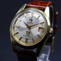 希少 57石 RADO Golden Horse ラドー ゴールデンホース Ref.11674 自動巻 ゴールドカラー 赤デイト スイス製 アンティーク メンズ腕時計_画像1