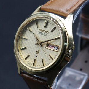 希少 SEIKO ELNIX セイコー エルニクス 0703-7020 電磁テンプ式 SGPケース 矢印マーク 英日デイデイト 1974年製 亀戸 新品ベルト メンズ