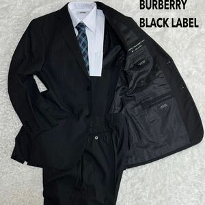 1円〜バーバリーブラックレーベル BURBERRYBLACKLABEL スーツ 大きいサイズ ストライプ セットアップ Super100's ノバチェック ブラ ック黒