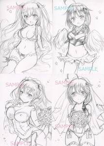 [ hand-drawn illustrations ] simple request : pencil rough illustration 5 sheets ( version right woman Cara only )