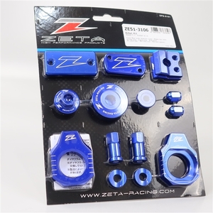 ◇展示品 KX250F/17- KX450F/16-18 ZETA ビレットキット アクスルブロック/エンジンプラグ/シリンダーカバー BLUE(ZE51-3106)