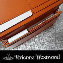 Vivienne Westwood［ヴィヴィアンウエストウッド］二つ折り薄まち長財布【クレセントORB】牛革 オレンジ系 本物保証_画像3
