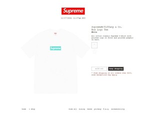 正規品 新品 未開封 FW21 Supreme Tiffany & Co. Box Logo Tee シュプリーム ティファニー ボックス ロゴ ティー シャツ Medium ミディアム