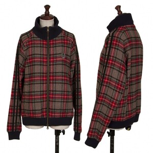  Fred Perry FRED PERRY tartan check high‐necked jacket mocha red other S