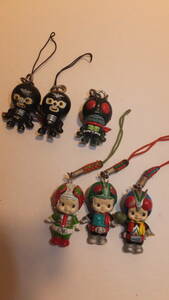 ★Kamen Rider Kewpie★Japanese superhero Small character charm 仮面ライダーキューピーと仲間 携帯チャームキーホルダー USED IN JAPAN