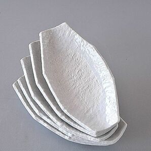 小皿 5枚セット 小長皿 粉引白 でこぼこ手作り調の画像1