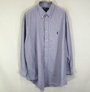 Polo by Ralph Lauren ポロバイラルフローレン 長袖シャツ ワンポイントロゴ ストライプ柄 ブルー (メンズ 16 1/2) O1662 中古 古着