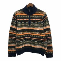 TOMMY HILFIGER トミーヒルフィガー フェアアイル柄 ハーフジップ ハイネック セーター トップス マルチカラー (メンズ L) P8483_画像1