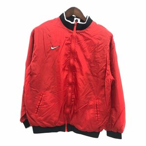 90年代 NIKE ナイキ ナイロンジャケット アウター スポーツ テック 背中スウォッシュ レッド (ユース XL) 中古 古着 P8584