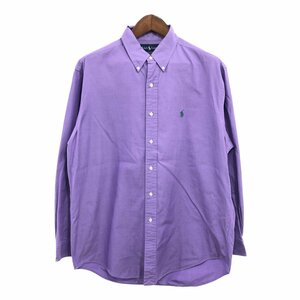 90年代 Polo by Ralph Lauren ポロ ラルフローレン YARMOUTH 長袖シャツ カジュアル パープル (メンズ) 中古 古着 P9911