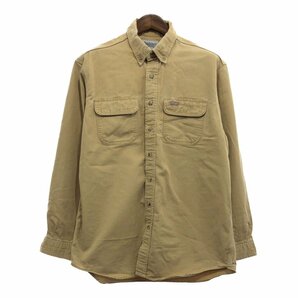 Carhartt カーハート コットンツイル ボタンダウン 長袖シャツ トップス アメカジ ワーク ベージュ (メンズ L) 中古 古着 P9921の画像1