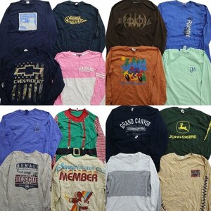 古着卸 まとめ売り 長袖Tシャツ 16枚セット (メンズ L ) カラーMIX 英文字プリント ミッキー LT28 MR7729 1円スタート