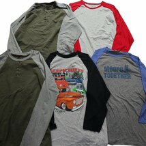 古着卸 まとめ売り ラグランスリーブ 長袖Tシャツ 20枚セット (メンズ L /XL ) カラー系 ヘンリーネック LT5 MR7695 1円スタート_画像2