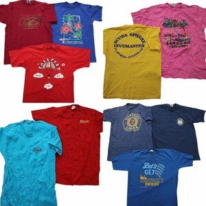 古着卸 まとめ売り ～90s　オールド カラーmix プリント 半袖Tシャツ 10枚セット (メンズ L ) シングルステッチ TS4 MR7274 1円スタート