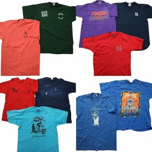 古着卸 まとめ売り ～90s　オールド カラーmix プリント 半袖Tシャツ 10枚セット (メンズ L ) シングルステッチ TS4 MR7275 1円スタート