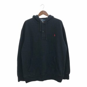 Polo by Ralph Lauren ポロ ラルフローレン ヘンリーネック プルオーバー パーカー アメカジ ブラック (メンズ 2XL) 中古 古着 P9986