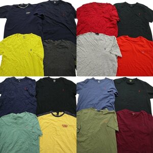 古着卸 まとめ売り ラルフローレン半袖Tシャツ 16枚セット (メンズ XL ) ワンポイントロゴ カラー系 MR7955 1円スタート