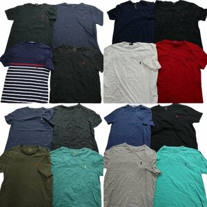 古着卸 まとめ売り ラルフローレン半袖Tシャツ 16枚セット (メンズ S /M ) ワンポイントロゴ カラー系 MR7960 1円スタート