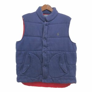 Polo by Ralph Lauren ポロ ラルフローレン コットン 中綿 ベスト トップス ワンポイントロゴ ネイビー (メンズ XL) 中古 古着 Q0087