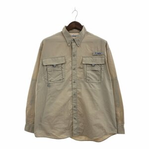 Columbia コロンビア PFG フィッシングシャツ トップス アウトドア OMNI-SHADE ベージュ (メンズ L) 中古 古着 Q0076