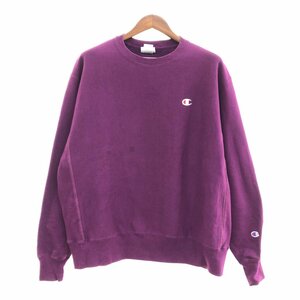 Champion チャンピオン リバースウィーブ ワンポイント スウェット ワンポイントロゴ パープル (メンズ X-LARGE) 中古 古着 Q0106