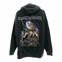 TULTEX タルテックス IRON MAIDEN アイアン・メイデン パーカー 大きいサイズ 大判プリント ブラック (メンズ 2XL) 中古 古着 Q0339_画像2