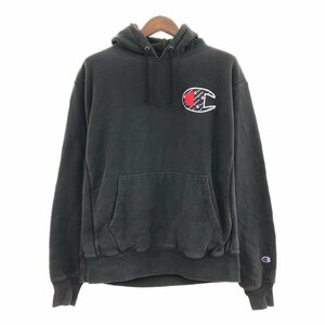 Champion チャンピオン リバースウィーブ ワンポイントロゴ スウェット パーカー ワンポイントロゴ ブラック (メンズ L) 中古 古着 Q0312