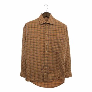 USA製 BURBERRY バーバリー 長袖シャツ トップス カジュアル ハウンドトゥースチェック オレンジ (メンズ S) 中古 古着 Q0290