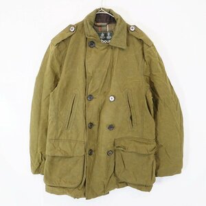 Barbour バブアー クラシックタータン オイルドジャケット チェック 3ワラント 英国 防寒 オリーブ (メンズ M) 中古 古着 N6823