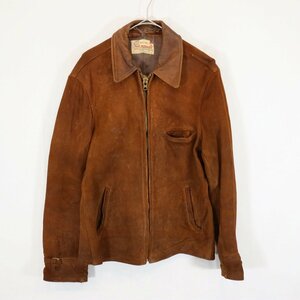 40〜50年代 USA製 knopf sportswear ヌバックレザージャケット 防寒 防風 アメカジ ブラウン (メンズ M相当) 中古 古着 N8502