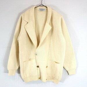 90 period Italy made Burberrys Burberry z wool cardigan Europe old clothes white ( men's L corresponding ) used old clothes N9288