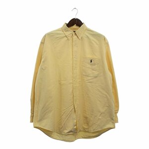 RALPH LAUREN ラルフローレン BIG SHIRT ワンポイントロゴ ボタンダウン 長袖シャツ イエロー (メンズ XL) 中古 古着 Q0395