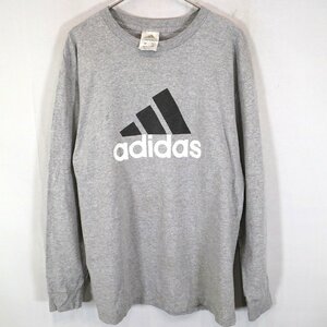 adidas アディダス ロゴプリント 長袖Ｔシャツ グレー (メンズ M) O1331 中古 古着