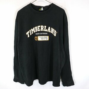 Timberland ティンバーランド ブランドネームプリント 長袖Ｔシャツ ブラック (メンズ L) O1337 中古 古着