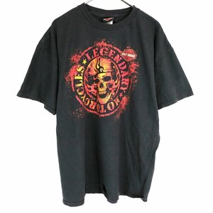 USA製 HARLEY DAVIDSON ハーレーダビッドソン スカル 半袖Ｔシャツ バイカー ブラック (メンズ XL) O1724 中古 古着