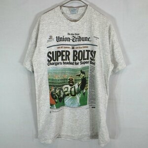 USA製 FRUIT OF THE LOOM フルーツオブザルーム NFL 人物プリント 半袖Ｔシャツ シングルステッチ グレー (メンズ L) O1698 中古 古着