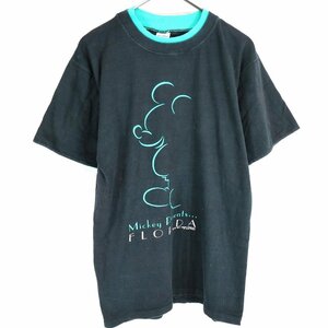 USA製 VELVA SHEEN ミッキーマウス イラスト半袖Ｔシャツ アメカジ フロリダ ディズニーワールド ブラック (メンズ M) O1690 中古 古着