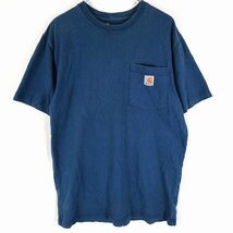 Carhartt カーハート ワンポイントロゴ 半袖Ｔシャツ ハワイアンブルー (メンズ S) O1805 中古 古着_画像1