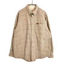 USA製 WOOLRICH ウールリッチ チェック長袖シャツ 片ポケット ワンポイントロゴ ブラウン (メンズ XL) O2092 中古 古着_画像1