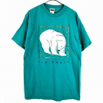 90年代 TULTEX タルテックス アニマル 半袖Ｔシャツ シロクマ グリーン (メンズ L) O2132 中古 古着_画像1