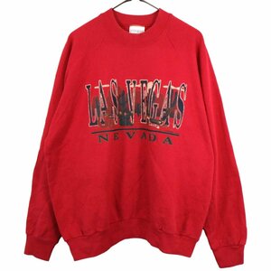 USA製 FRUIT OF THE LOOM フルーツオブザルーム カレッジ スウェット LASVEGAS ラスベガス レッド (メンズ XL) O2395 中古 古着