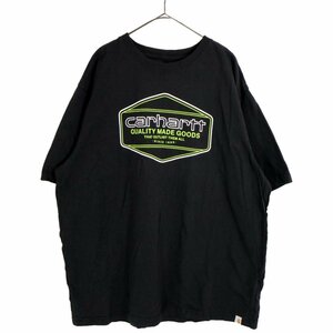 Carhartt カーハート ロゴプリント半袖Ｔシャツ 刺繍 丸首 ブラック (メンズ XL) O2279 中古 古着