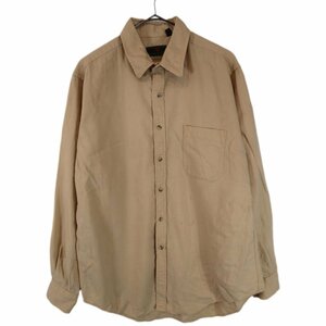 70~80年代 Abercrombie & Fitch アバクロンビーアンドフィッチ 長袖シャツ ウール混 ベージュ (メンズ L) O2353 中古 古着