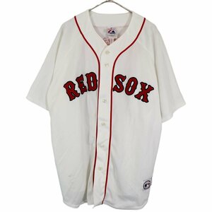 Majestic マジェスティック MLB REDSOX ベースボールシャツ 大きいサイズ スポーツ ホワイト (メンズ 2XL) O2295 中古 古着